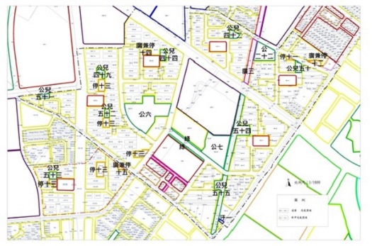 圖1 五甲國宅社區範圍內都市計畫公共設施分佈圖