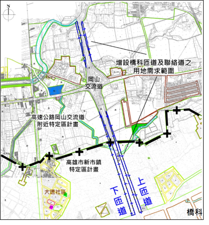 圖6 增設橋頭科學園區匝道及聯絡道工程範圍示意圖