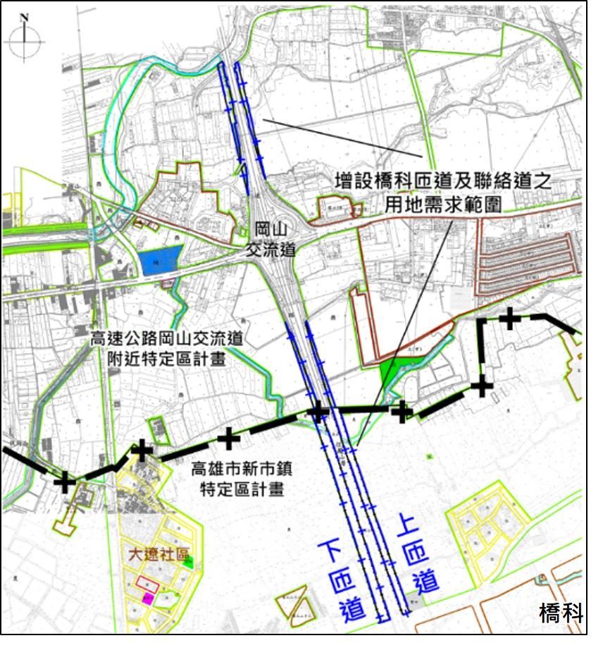 圖1.增設橋頭科學園區匝道及聯絡道工程範圍示意圖