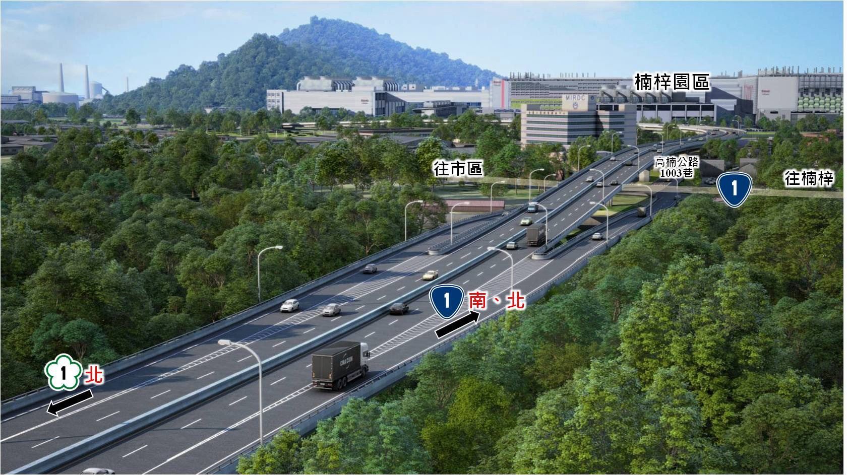 圖7 楠梓園區連外道路模擬圖