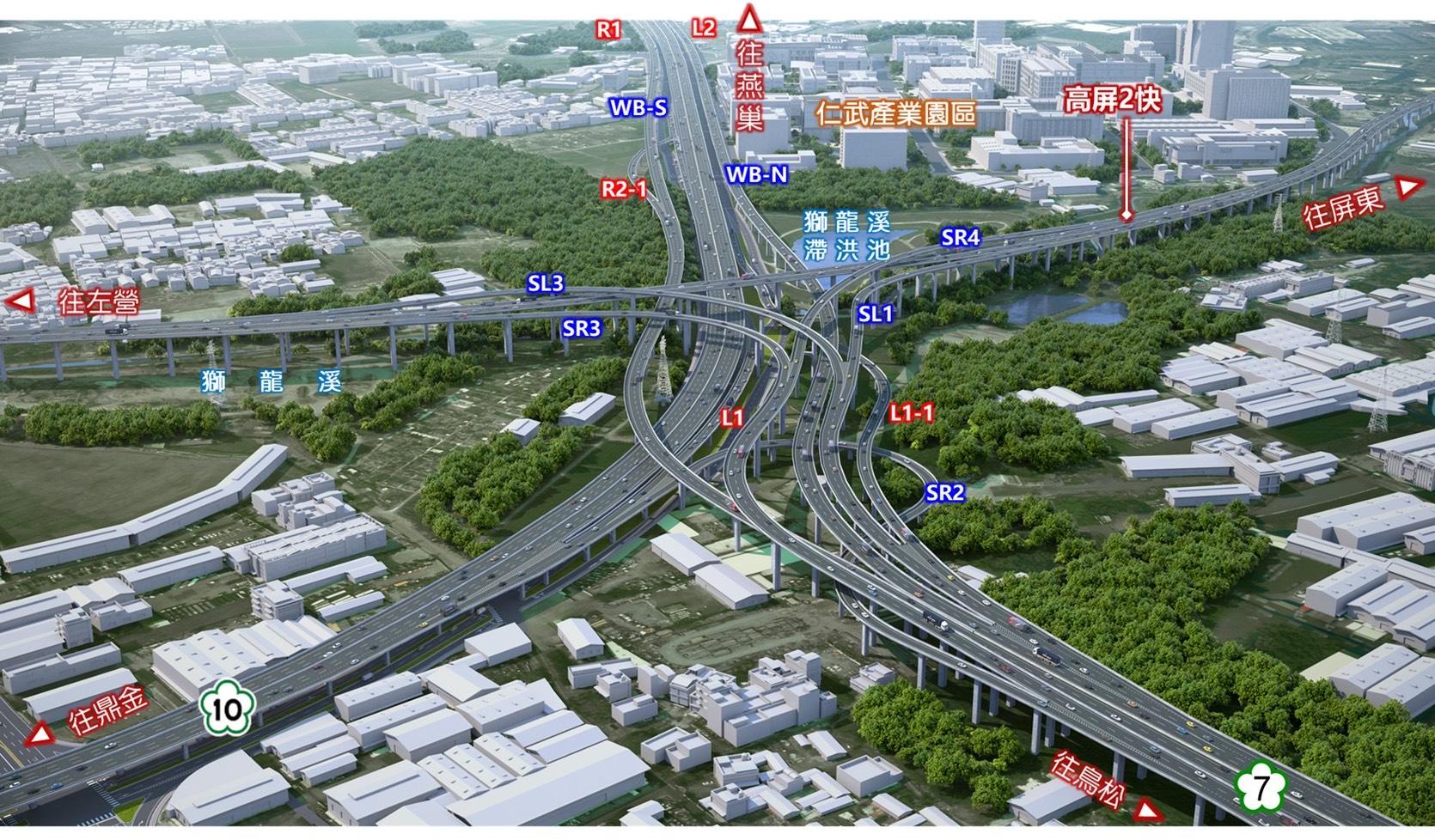 圖 2仁武系統交流道模擬圖