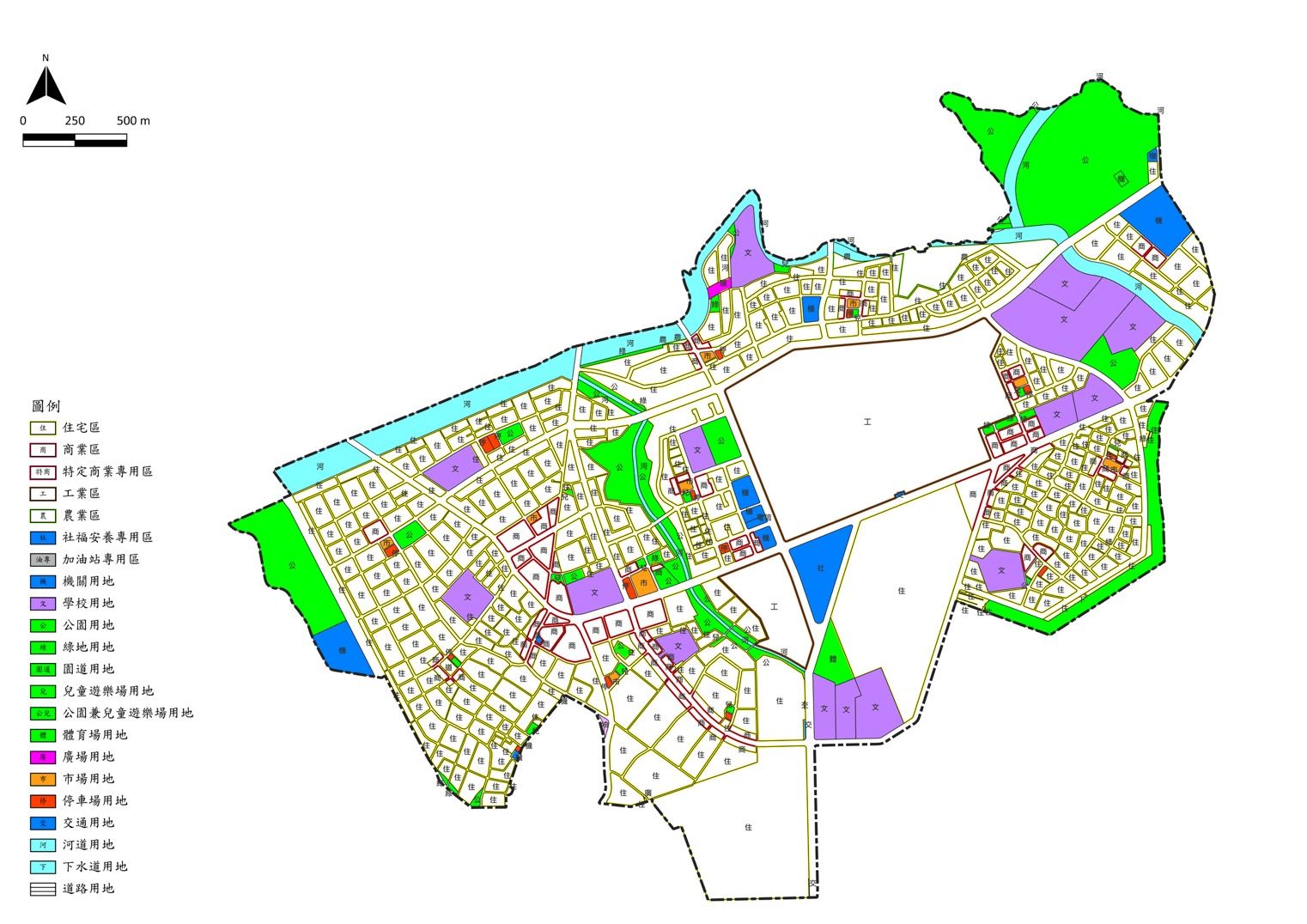圖1 楠梓加工出口區、後勁及右昌一帶鄰近地區細部計畫土地使用分區示意圖