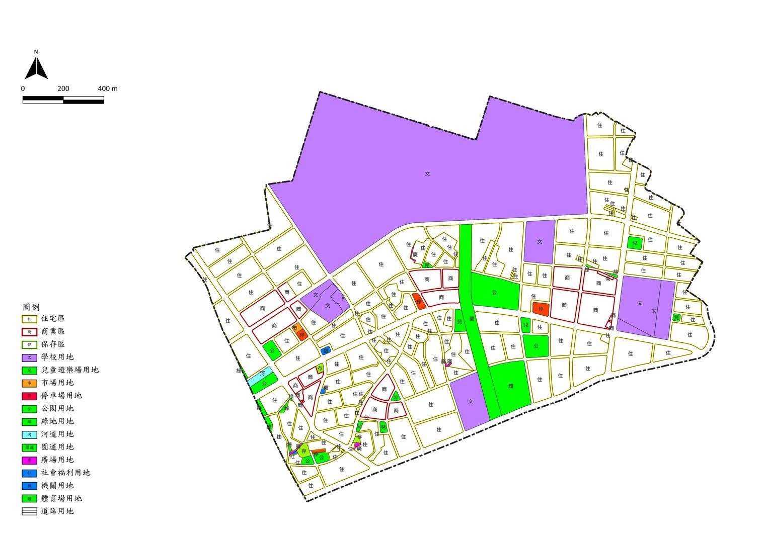 圖2 高雄大學地區細部計畫土地使用分區示意圖