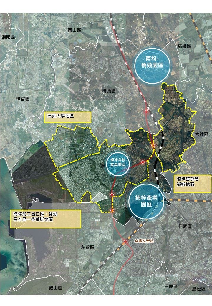 圖4 楠梓地區三處細部計畫位置示意圖