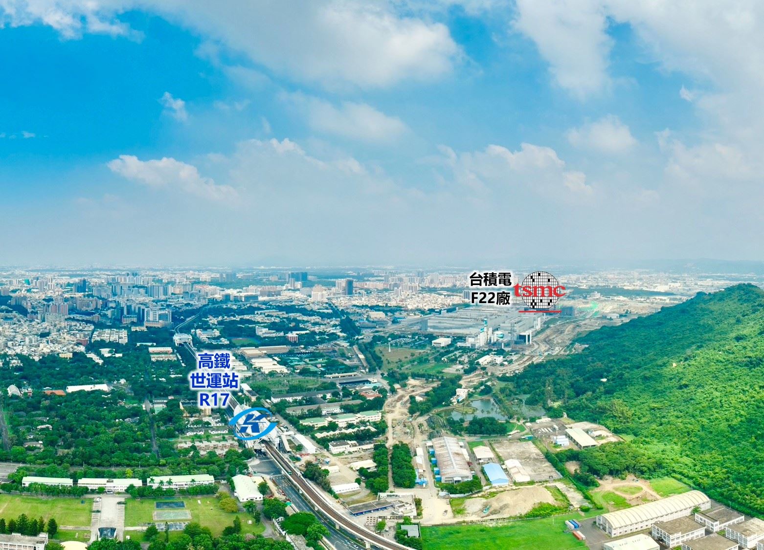 圖2.高雄楠梓產業園區與捷運系統鳥瞰圖