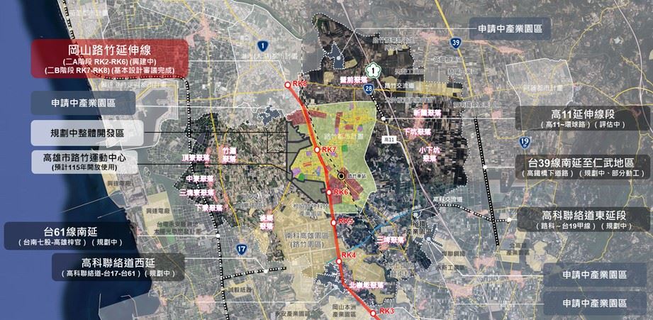 圖2 路竹區相關建設與產業園區分布