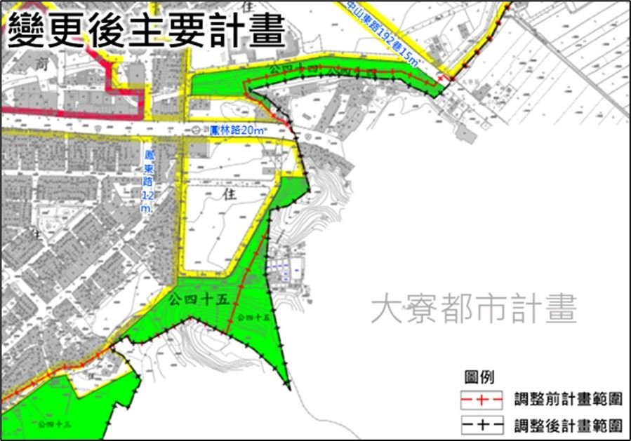 圖4　鳳林路兩側非都市土地納入劃設為公園用地