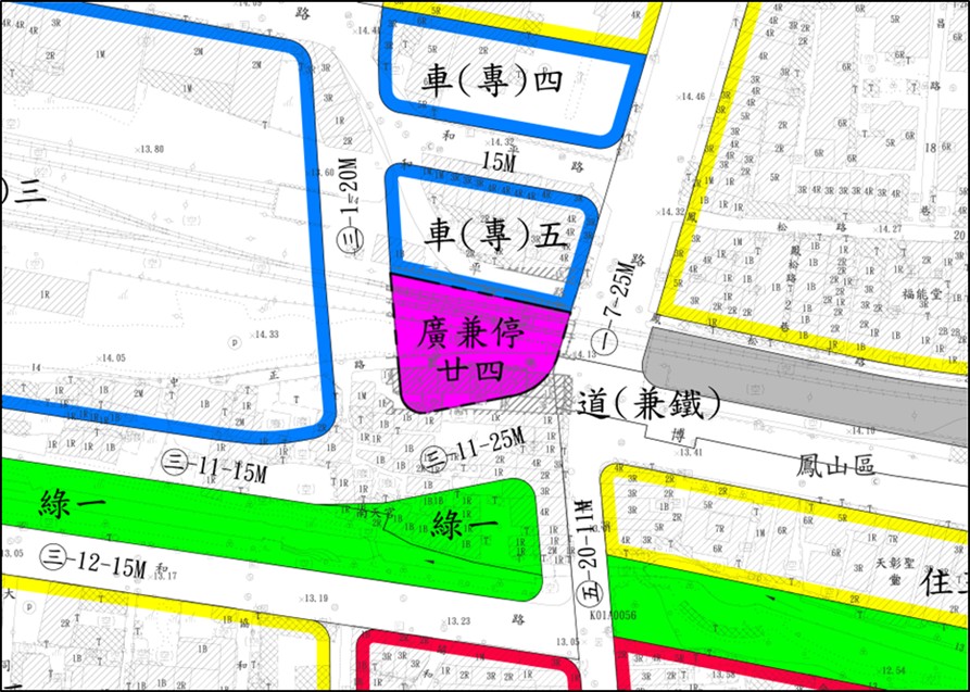 圖3　鳳山車站東側廣場用地變更為廣兼停