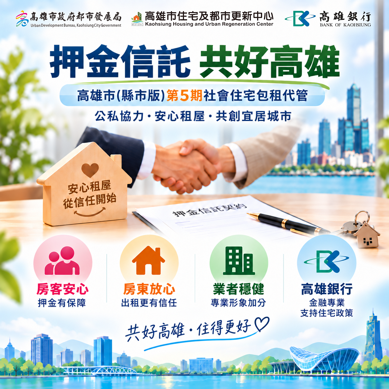 圖2 高市府率先全國推包租代管「押金信託」  攜手高雄銀行強化租屋保障
